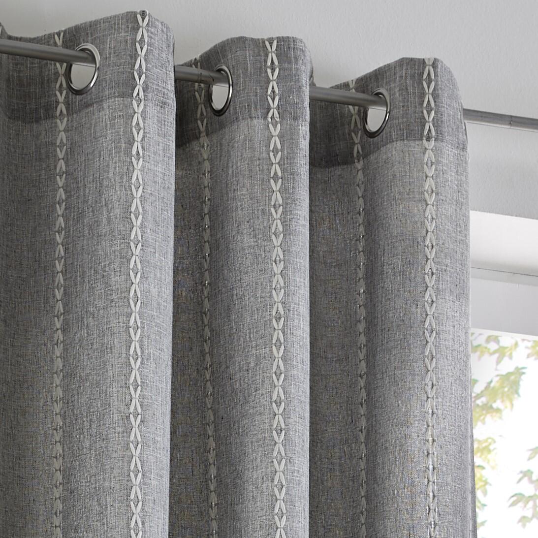 Vorhang Gardine mit Ösen Raya grau blickdicht - Höhe 145