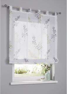 Halbtransparentes Raffrollo mit Schlaufen Danny weiß grün - Breite 45 - 120 cm