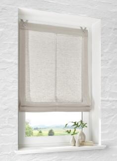 Raffrollo Brondby Taupe in Leinen-Optik – Ohne Bohren montieren mit Edelstahlhaken