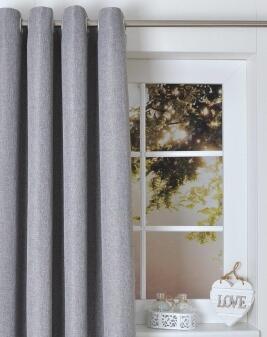 Raya Höhe blickdicht - grau Gardine Vorhang mit 145 Ösen