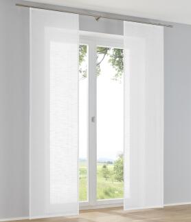 Einfarbiger Schiebevorhang Boston Leinenoptik - Uni Weiß (1 Stück)