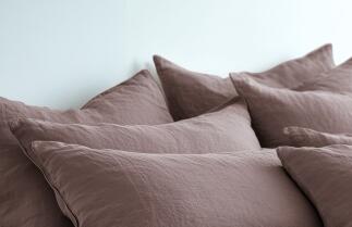 Leinen Bettwäsche - soft Touch Kopfkissen-Bezug Farbe Karamellbraun